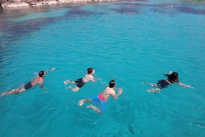 マルタの海で泳ぐ人々